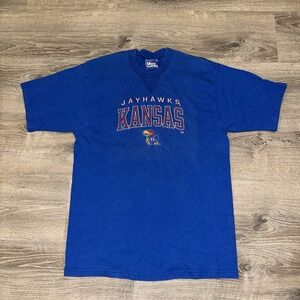 Vintage Y2K Pro Player Kansas Jay Hawks KU Made In The USA T Shirt Men's Large